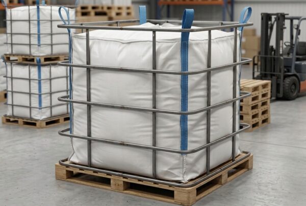 1 MT PP woven bitumen bag in steel cage