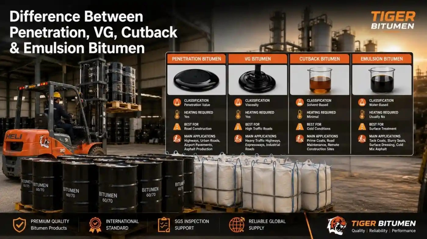 Difference Between Penetration VG Cutback and Emulsion Bitumen